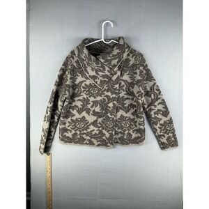 Chico's Snap Neck Cowl Sweater Women's Size 1 Gray Pattern Knit
